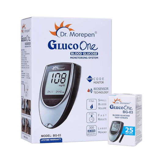 Dr Morepen BG 03 Gluco One Glucometer With (25Strips) - My Store